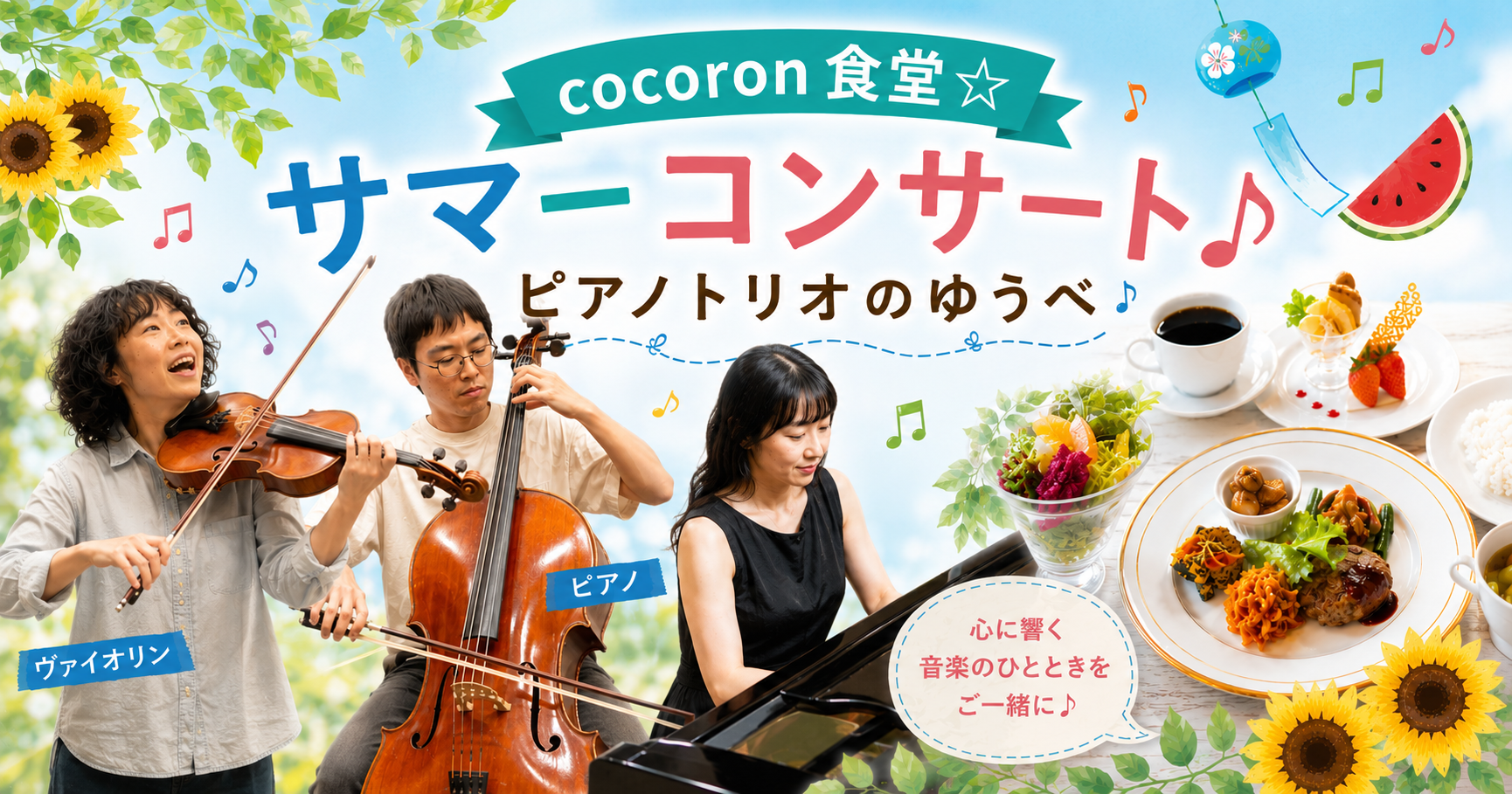 Cocoron食堂☆アンジュ梶ケ谷7月☆ピアノトリオ♬サマーコンサート